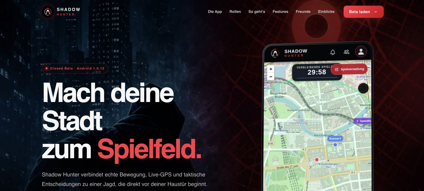 Shadow Hunter: Android-App mit Live-GPS und einem Spiel zwischen Huntern und Runnern